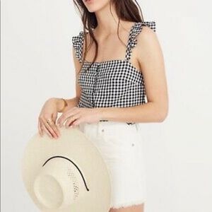Madewell Ruffle-Strap Cami Top Gingham Check